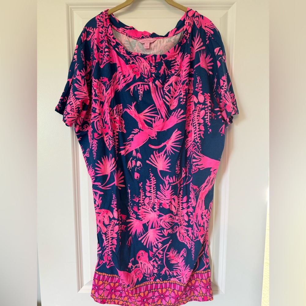 Lilly Pulitzer, hot pink and navy dress